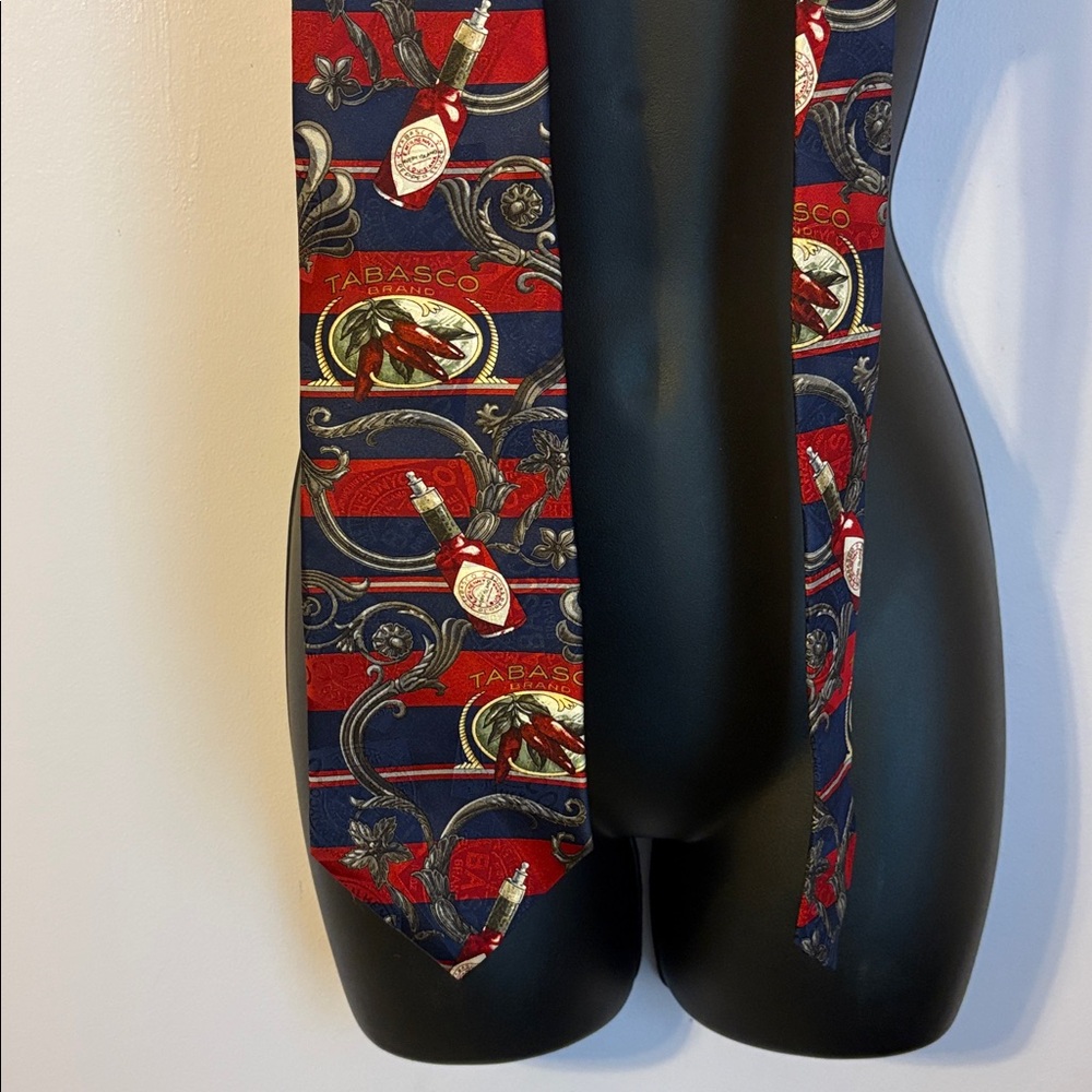 Tabasco Made in USA Silk Filagree Chili Pepper Sauce Bottle Necktie Tie